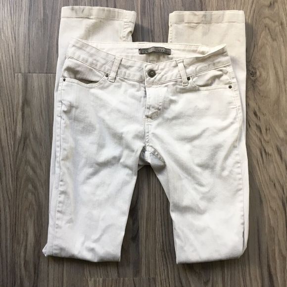 Zara Basic Straight Leg Jeans Pants Ivory Womens Size 4 - Picture 1 of 6
